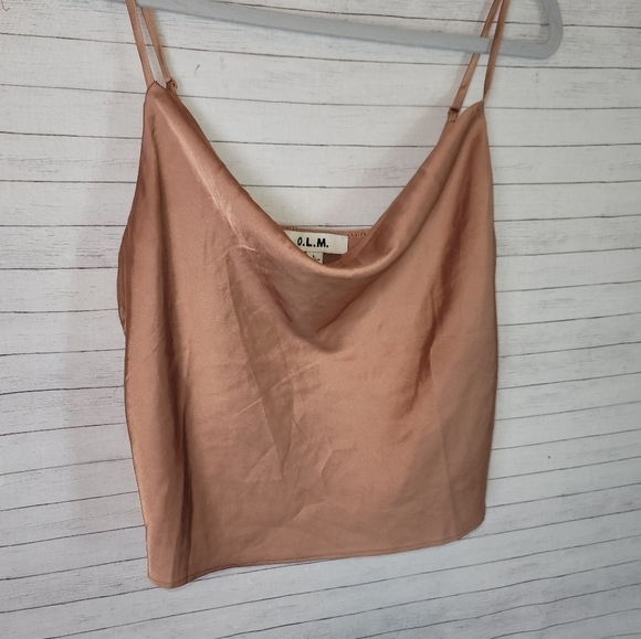 O.L.M. SATIN CROP CAMISOLE, SZ LARGE - Picture 2 of 6